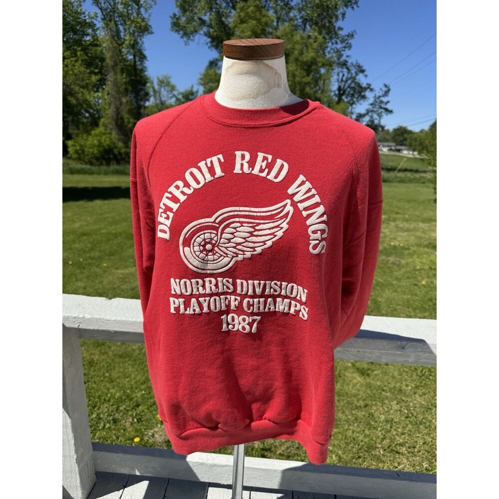 Vintage Detroit Red Wings Sweatshirt Crewneck XL NHL 80s Norris Division Rare